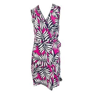 LAUNDRY Shelli Segal Wrap Dress Pink Navy White Floral Sleeveless Stretch 2